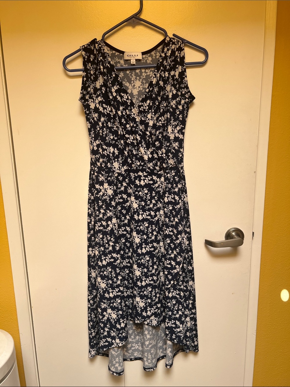 Gilli Navy and White Floral High-Low Dress